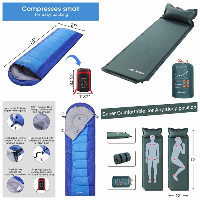 43208 - All New Sleeping Bag and Inflatable Sleeping Pad USA