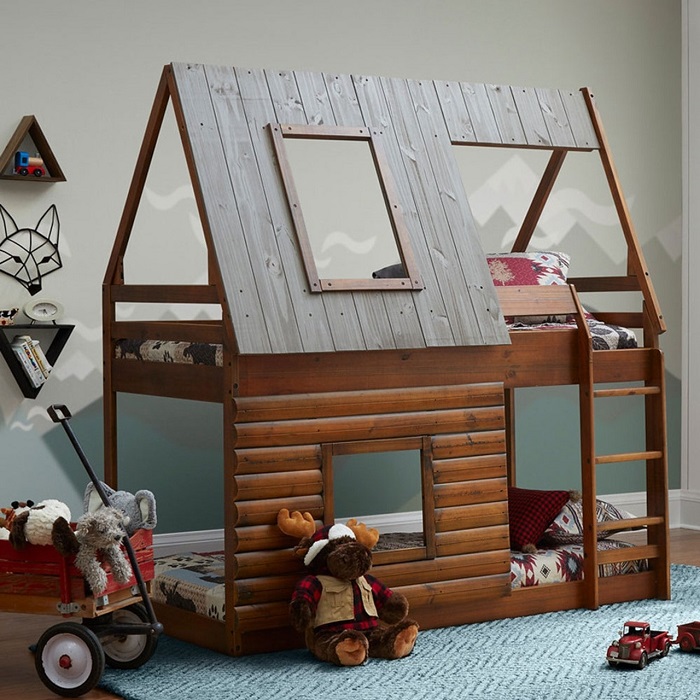 52741 - Brand-New Log Cabin Bunk Bed Set USA